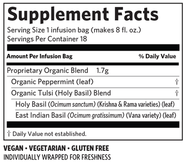 Tulsi Peppermint 18 Bags Organic India Supplement - Conners Clinic